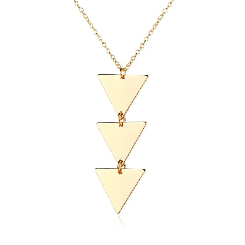Colares pendentes Triângulo geométrico punk gargantilhas para homens link link cadeia charme dourado colar jóias de colar de cor prata