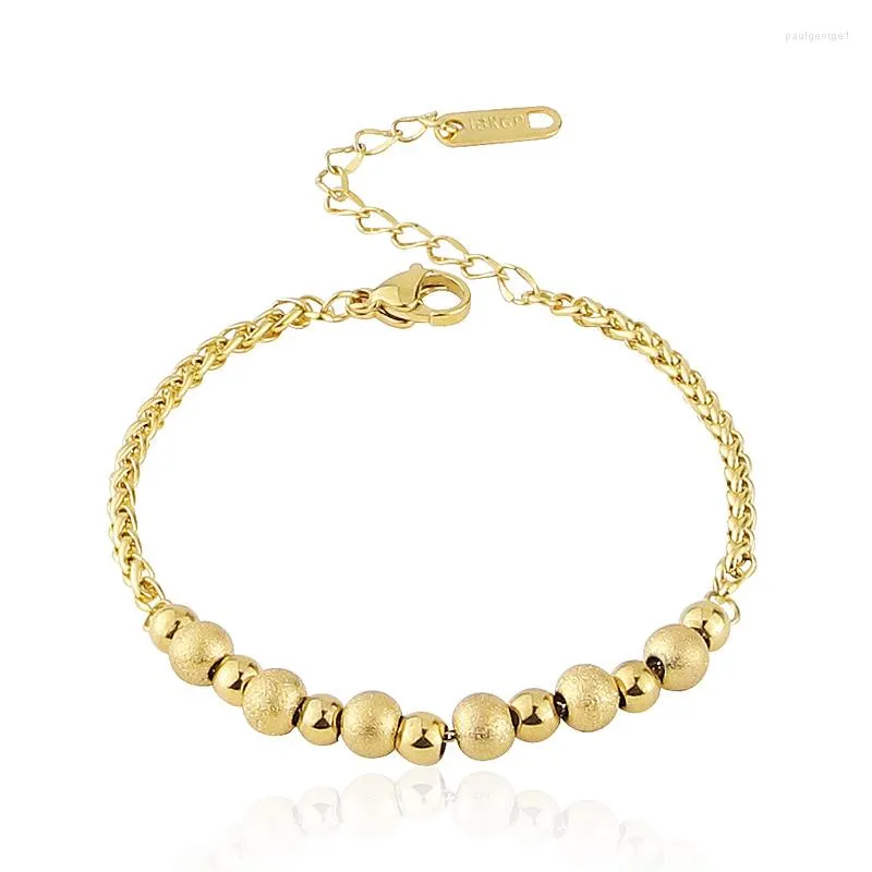 Charm Bracelets Fashion Stainless Steel Smooth Ball String Frosted Bracelet Woman Wholesale B-26