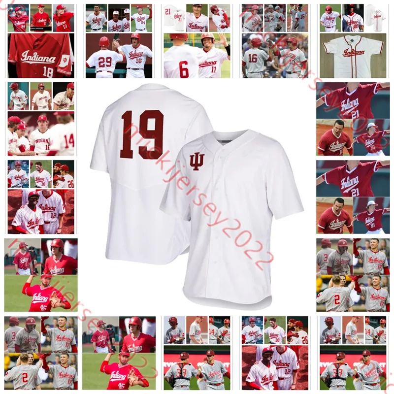 Custom Indiana Hoosiers Stitched Baseball Jersey 44 Bradley Brehmer Reese Sharp Braydon Tucker Ty Bothwell 29 Ryan Kraft Kyle Schwarber Scott Effross herrtröja