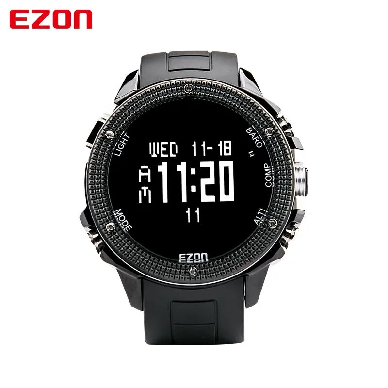 Wristwatches Outdoor Hiking Altimeter Barometer Compass Big Dial Sport Watches World Time EL Backlight For Men