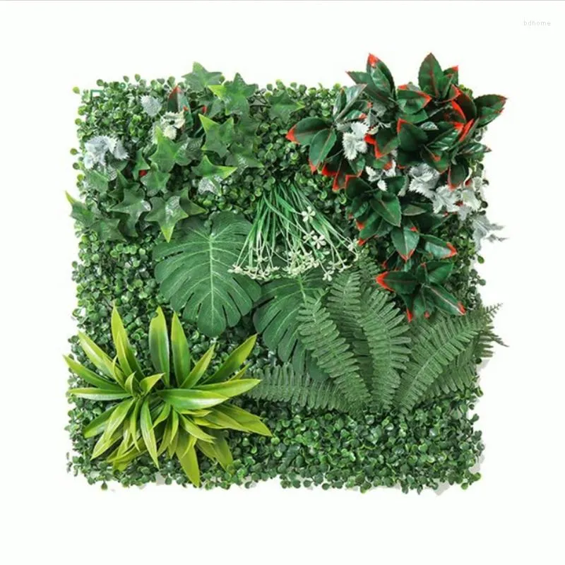 Fleurs décoratives 50x50 cm Plant artificiel mur de plantes bricolage simulation de la feuille d'herbe décoration de mariage vert décoration intérieure fleur