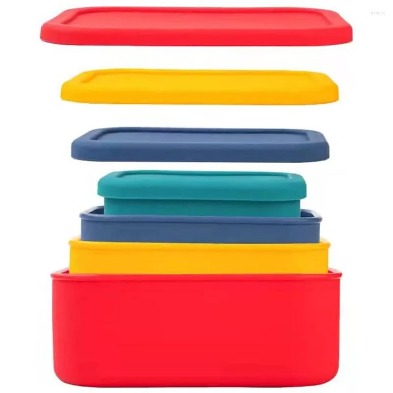 Dinnerware Sets 4Pcs Silicone Storage Container Reusable Airtight Containers With Lids Bento Boxes For Freezer Snack