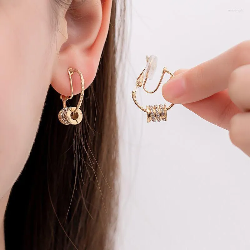 Boucles d'oreilles dos moulin à vent rotatif léger luxe Simple sans Clip percé pour femme