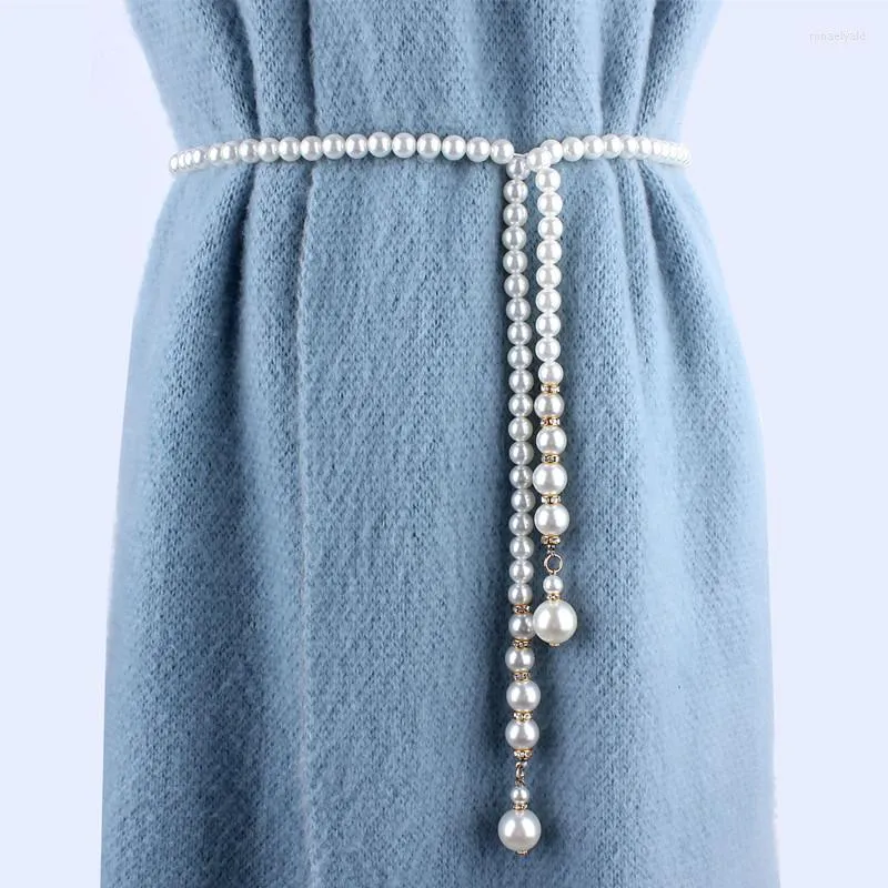 Ремни белый жемчужный ремень для женщин роскошные дизайнерские платья рубашка платье декоративное пояс
