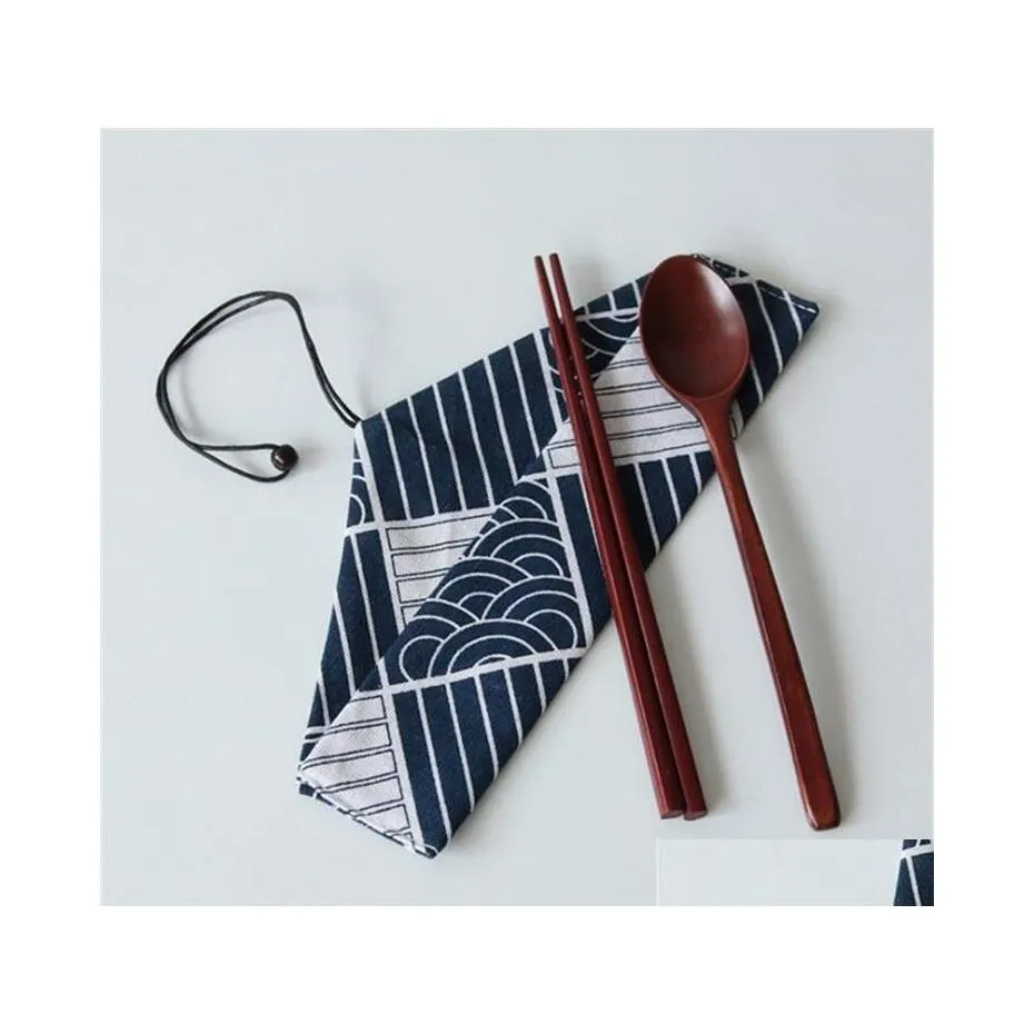 Storage Bags Japanese Style Cutlery Bag Triangle Flatware Organizer Chopstick Spoon Fork Tableware Container Accessories Usef Kitche Dhrod