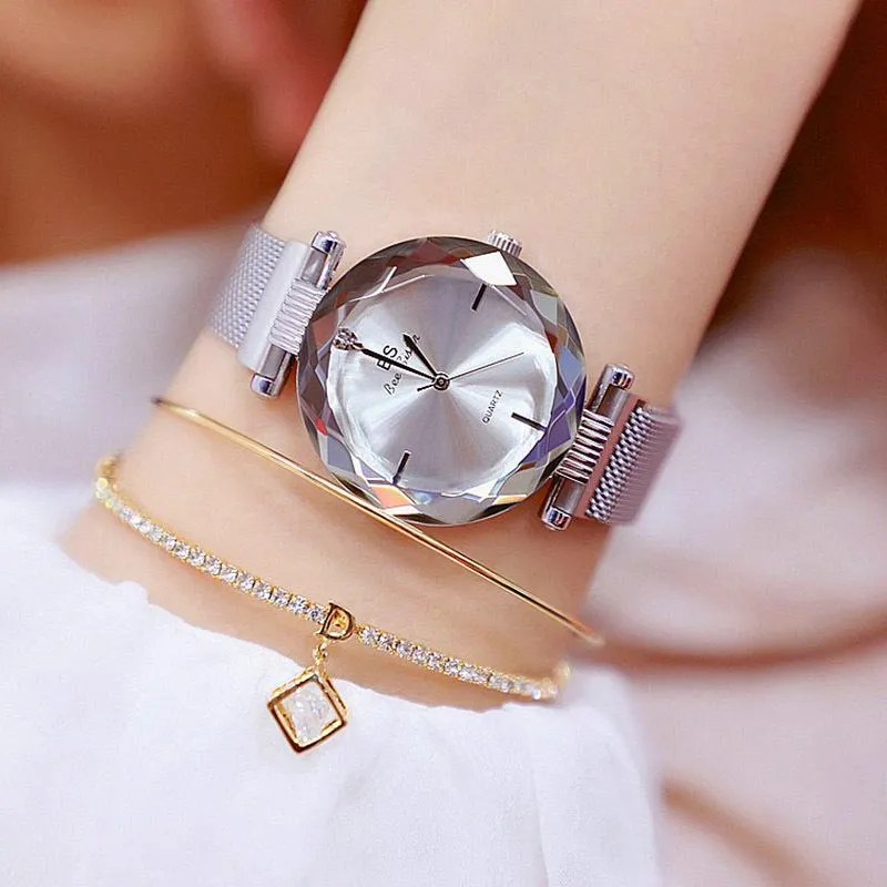 ساعة Wristwatches Top Brand Ladies مشاهدة الماس الكوارتز أزياء سوار ميلانو كريستال المرأة راينستون مونتر فيم