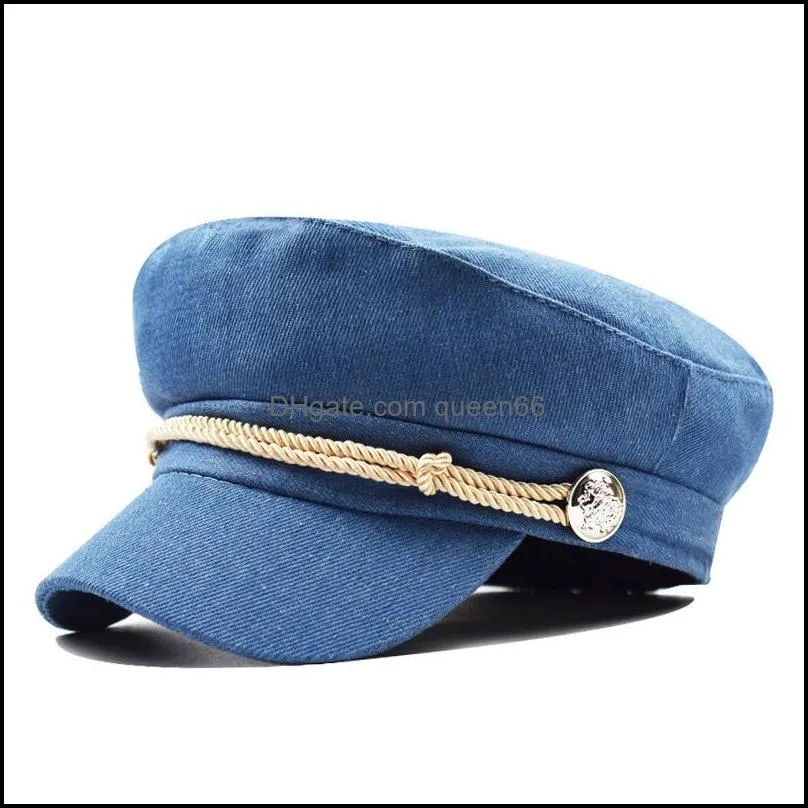 Cappelli da strillone Autunno Inverno Donna in cotone tinta unita Berretto da viaggio all'aperto Casual Wild Blue Caps Drop Delivery Accessori moda Sc Ots9X