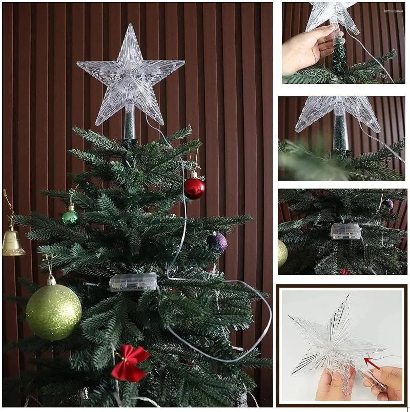 Christmas Decorations Star Tree Topper 18 16CM Top With LED Lights For Decoration And Holiday Battery Operated