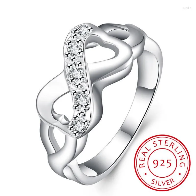 Klusterringar lekani design crystal 925 sterling silver oändlighet ring uttalande smycken grossist för kvinnor fina