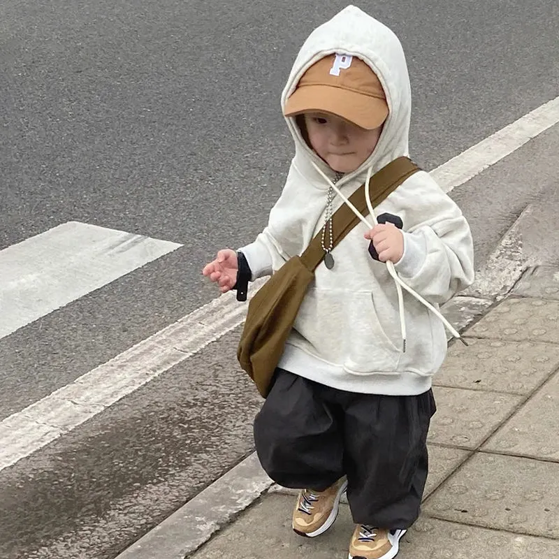 Sudaderas con capucha Sudaderas 2-11Y Niño Otoño Invierno Sudadera con capucha Ropa para niños Niños coreanos niños Sudadera gris Suelta de manga larga con capucha 230111