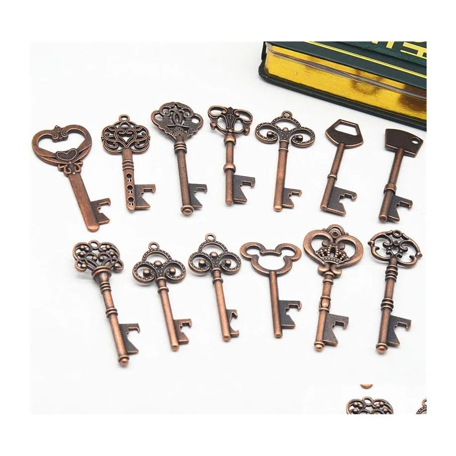 Abridores 13 Styles Keychain abridor antigo de cobre Key Beer Bottle Creative Wedding Gift Party Fool Tool Drop Drop Home Garden Kitc DHNMX