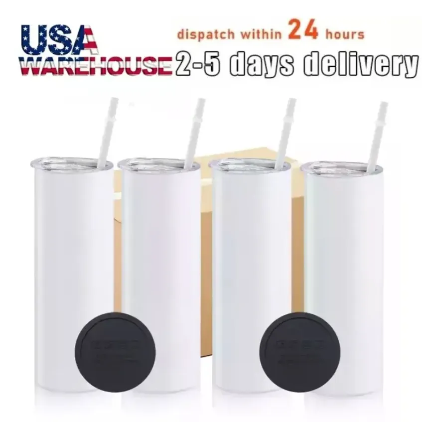 USA Stock 25 pc / carton droit 20 oz gobelet à sublimation tasses en acier inoxydable vierges bricolage conique isolé sous vide café de voiture 2 jours de livraison ss0111