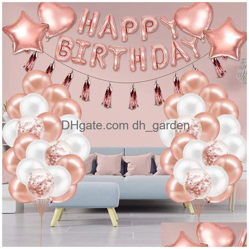 Altri articoli per feste per eventi Natale Creativo Oro rosa Compleanno Paillettes Nappe Sfondo Decorazione Combinazione di palloncini Dhgarden Dh1Xt