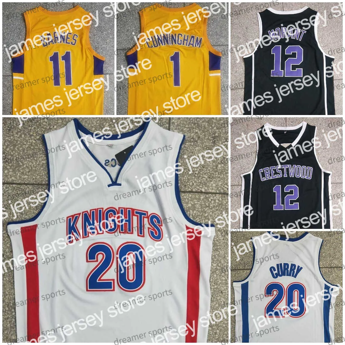 College -Basketball trägt Crestwood Knights 12 Ja Morant Basketball Trikot Cade 11 Harrison Cunningham Barnes Charlotte Knights High School 30 Curry Mens College