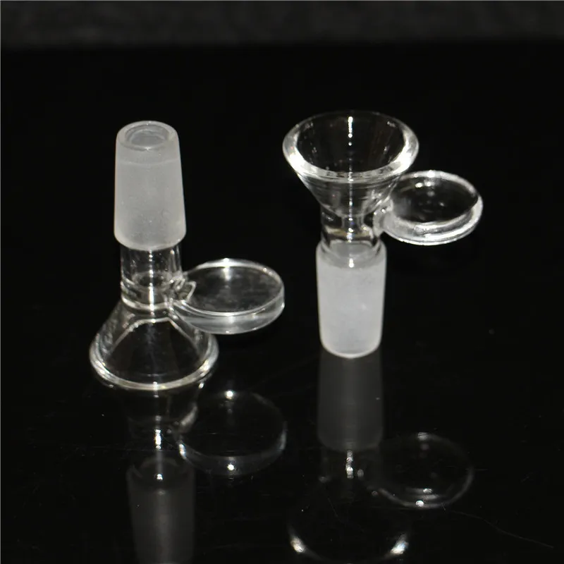 Vape Dabber Handwerkzeuge Shisha Wig Wag Glasschüssel mit Griff 10 mm 14 mm Bongschalen Tabakschüsselstück für Glasbecher-Bongs