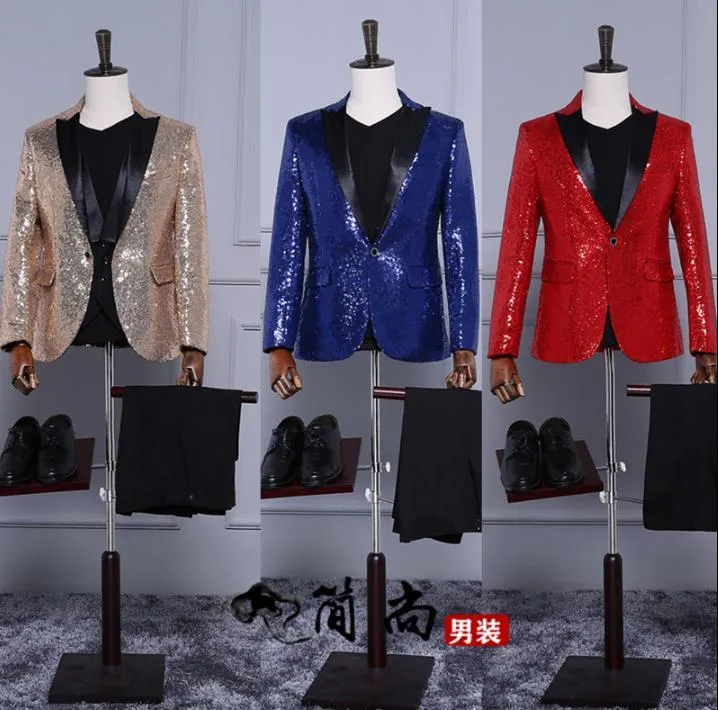 Erkekler takımları blazer erkekler resmi elbise son ceket pantolon tasarımları takım elbise kostümü homme pullar parlak evlilik evlilik için blazers için düğün