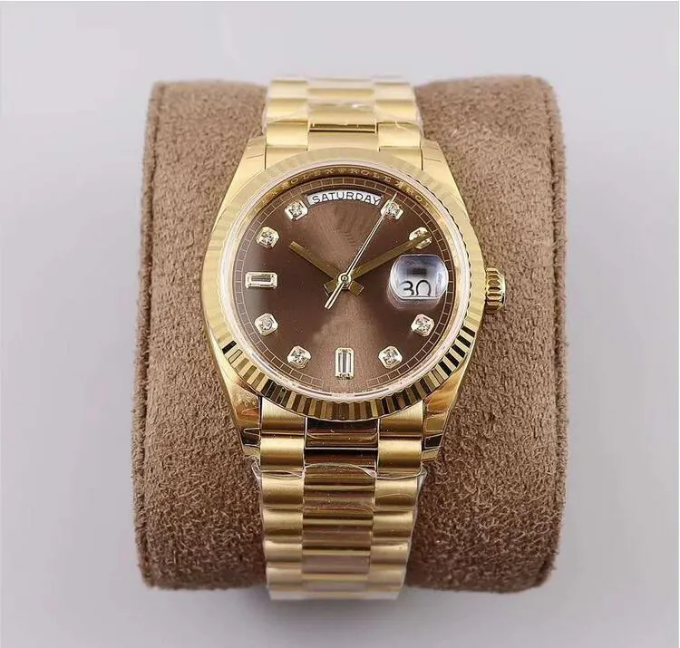 Męskie luksusowe superlatywne designerskie zegarki EW Factory Log Typ 3255 Automatyczny ruch mechaniczny 128238 Zegarek 36 mm Szwajcarski żółty 001 zegarek Montre de Luxe