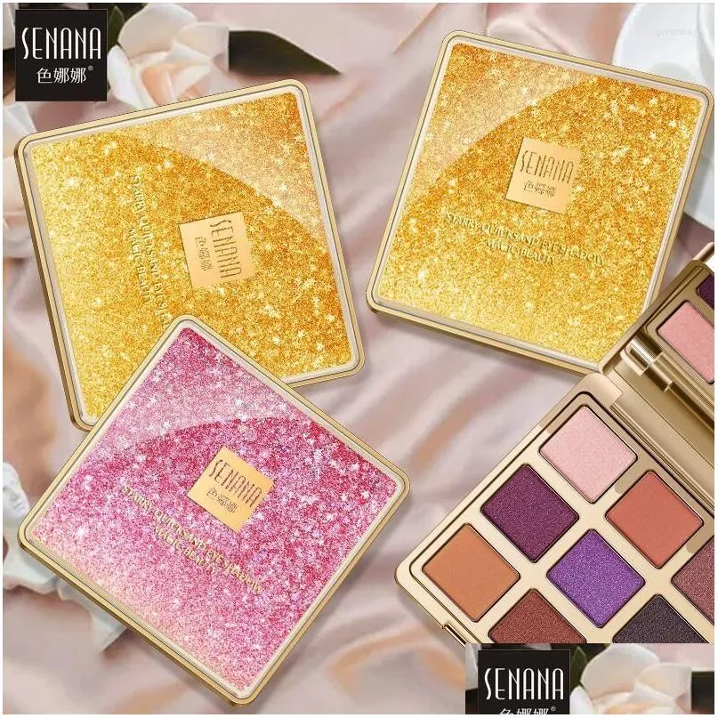 Eye Shadow Glitter Pearlescent Eyeshadow Palette Shiny Matte Eyeshadows Pallet Female Korea Kawaii Cosmetics Sequins Paletas De Drop Dhczr