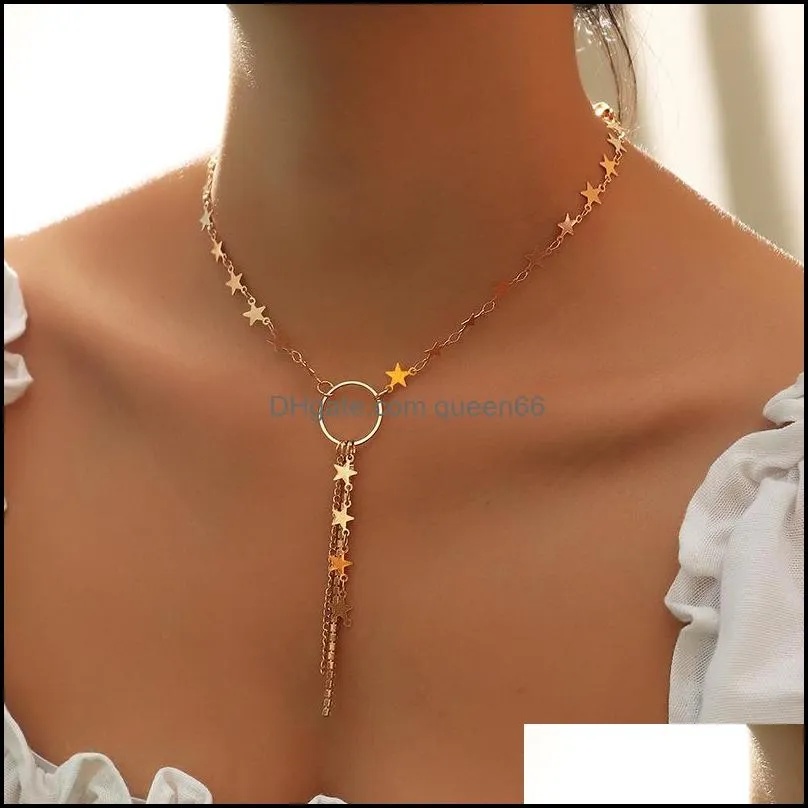 Pendant Necklaces For Women Korean Gold Choker Necklace Woman Fashion Jewelry Drop Delivery Pendants Otz9Y