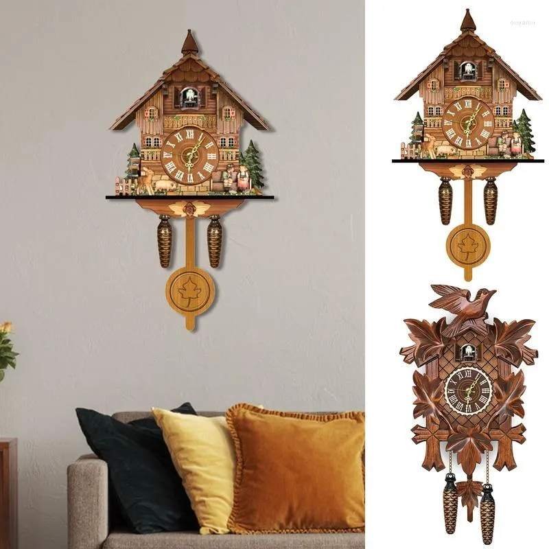 Wall Clocks Sale Cuckoo Clock Retro Nordic Style Alarm Children Wooden Art Time Bird Bell Swing Educational Toys WF