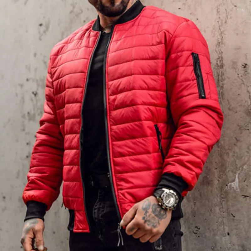 Men's Jackets Fashion Solid Color Down Jacket Men Winter Warm Long Sleeve Casual Puffer Coats For Mens Fall Trend Zipper Cotton Padded