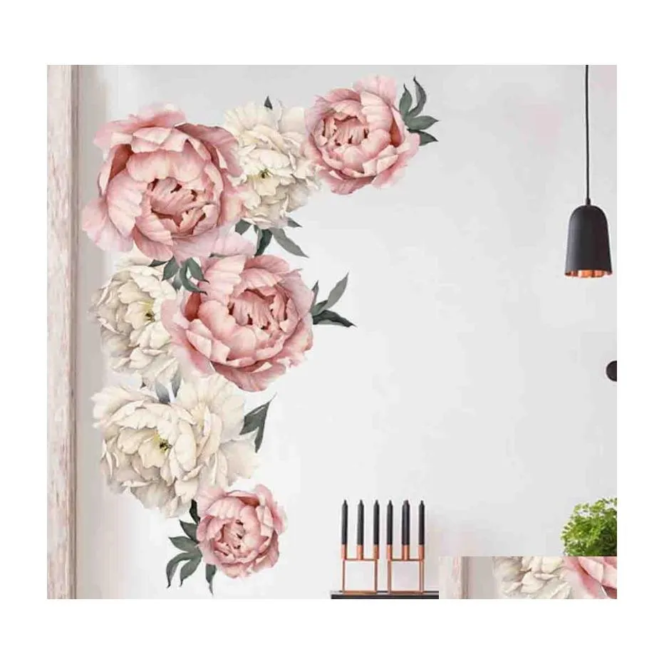 Наклейки на стенах пиони розовые цветы наклейки на детский сад детский комната подарки подарки Muurstickers voor en Kamers Drop Delive Garde dhzdk