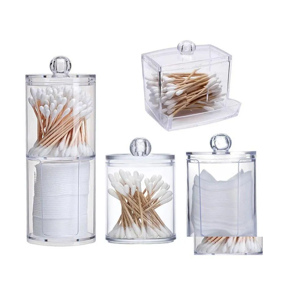Storage Bags Acrylic Cosmetic Organizer Cotton Swabs Qtip Box Container Makeup Pad Jewelry Holder Candy Drop Delivery Home Garden Ho Dhwwt