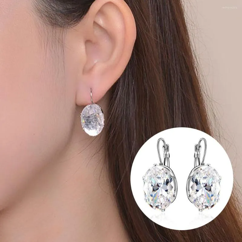 Boucles d'oreilles à dos avec grosses pierres de cristal, Clip pour femmes, coréen, grand Piercing, accessoires bijoux de fête de mariage, KBE154