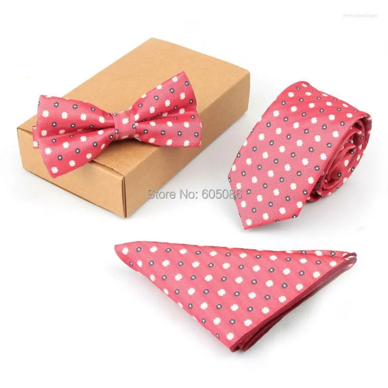 Bow Ties HOOYI 2023 For Men Tie Set Bowtie Handkerchiefs Wedding Groom Business 43 Designs Dot Stripe Pocket Square