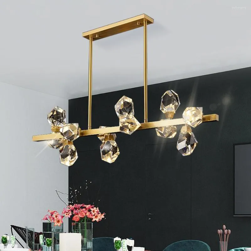 Ljuskronor modern kristall ljuskrona för matsal design guld kök ö hängande lampa lyx levande led glans heminredning ljus