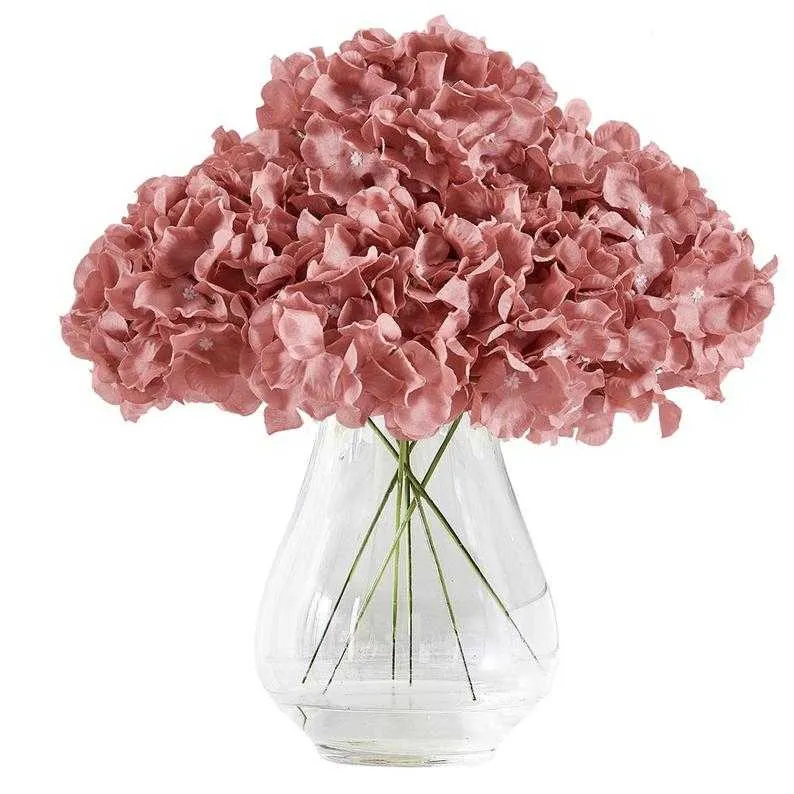 Decorative Flowers & Wreaths 10pcs Dusty Artificial Hydrangea Head Wholesale Silk Flower For Wedding Ceremony Centerpieces Decorations With