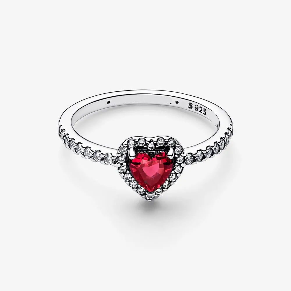 Bague de mariage en forme de cœur rouge brillant, nouveaux anneaux de style pour femmes, bricolage, bijoux de créateur Pandora, cadeau pour fête de fiançailles, mode acce292C