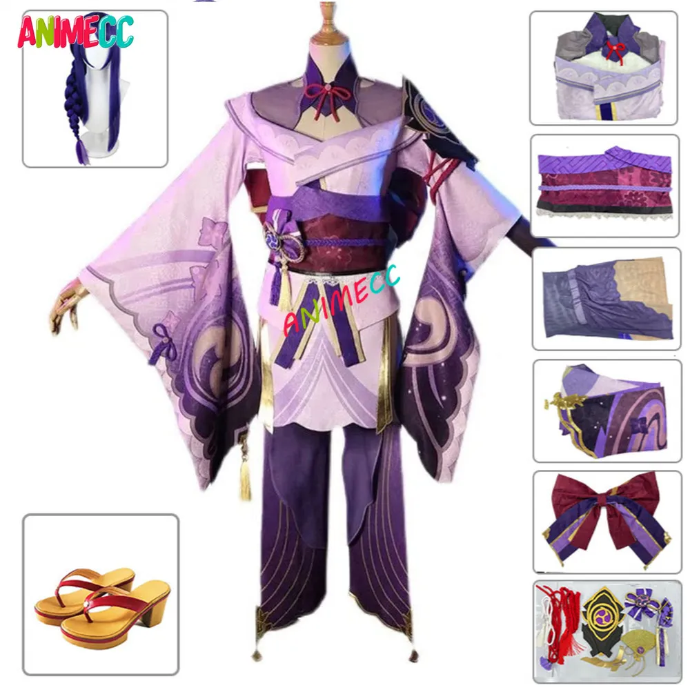 Kostuumaccessoires Game Genshin Impact Raiden Shogun Cosplay Baal Wig Shoes Sexy Women Kimono Dress Uniform Party Roleplay 230111