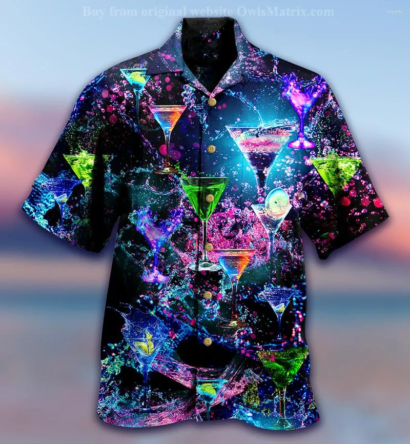Camisas casuais masculinas 2023 Hawaii Shirt for Men 3D Print Cuban Sleeve Tops Oversize Hawaiian Beach Bar Use férias de verão