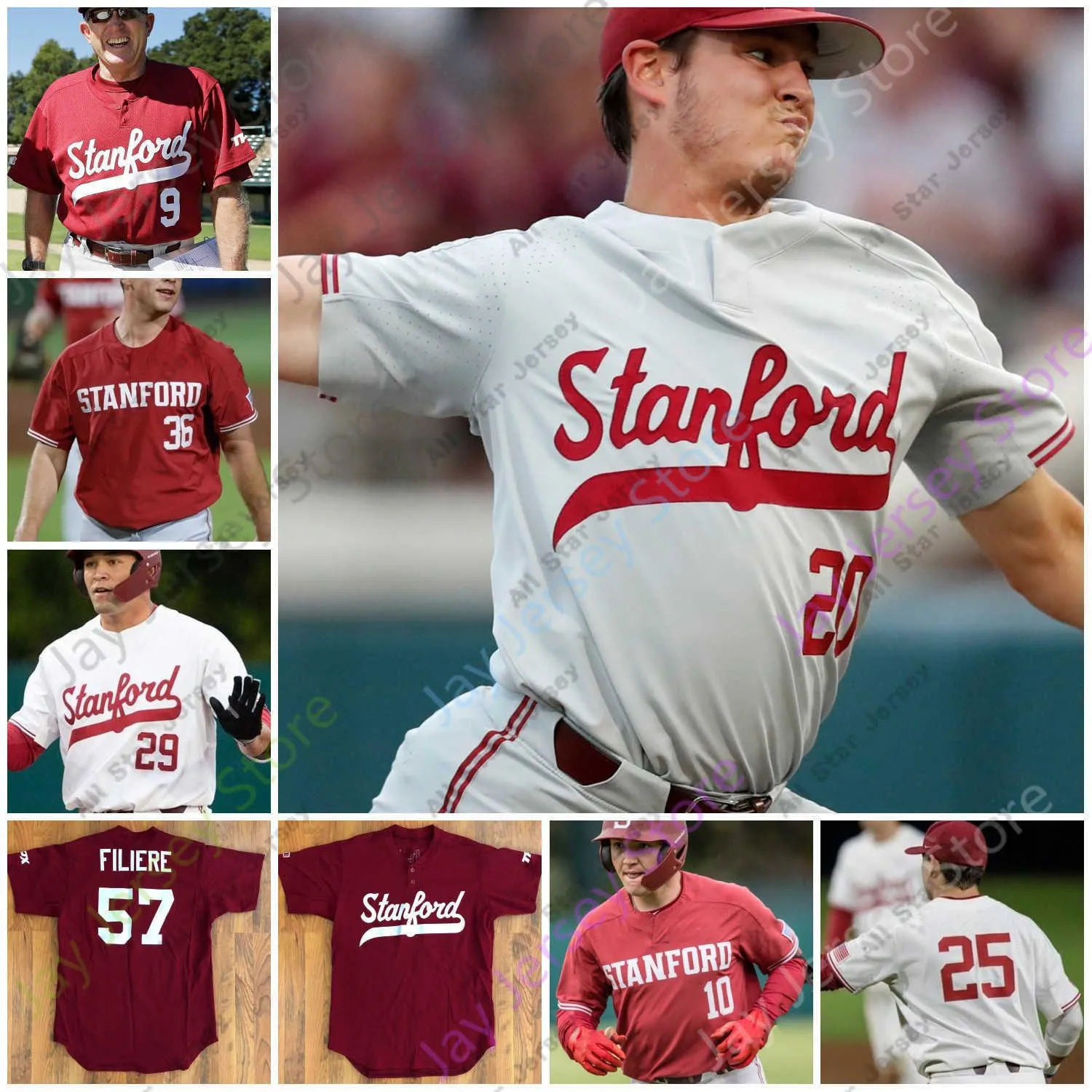 Baseball College Baseball bär anpassade tröjor 2021 Anpassade Stanford Baseball NCAA College Jersey Brock Jones Drew Bowser Brendan Beck Edman