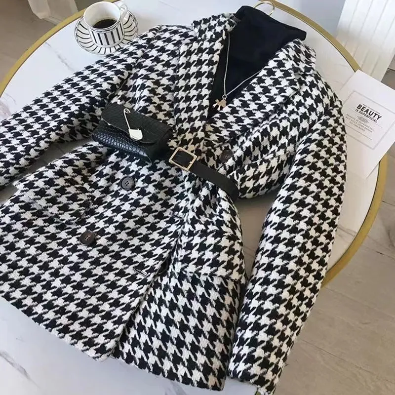 Abiti da donna Blazer Tide Brand Designer Retro Designer Serie Thousand Bird Grid Giacca Lion Abbigliamento da donna a doppio petto