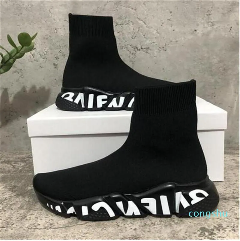 Baskets kaki balenciagas balencigas classiques Chaussures décontractées Designer Black Paris Watermark Hommes Femmes Speed Shoe Knit speeds Sock platform Stretch