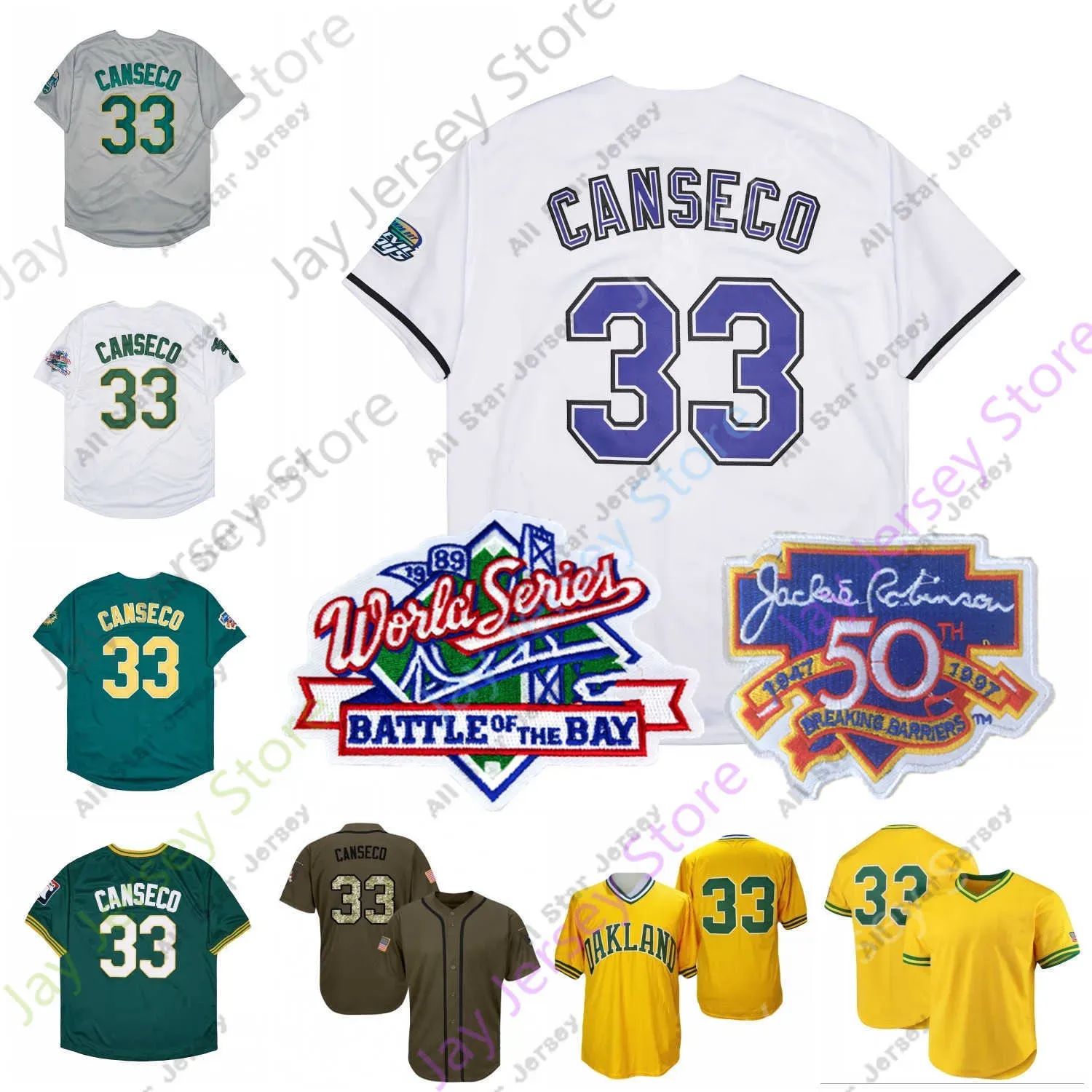 CUSTOM Baseball Jerseys Jose Canseco Jersey 33 1989... From 20,83 