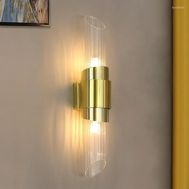 Wall Lamp Modern Living Room Aisle Stairs Bathroom Mirror Decor Light Sconce Glass Metal Bedroom Bedside LED