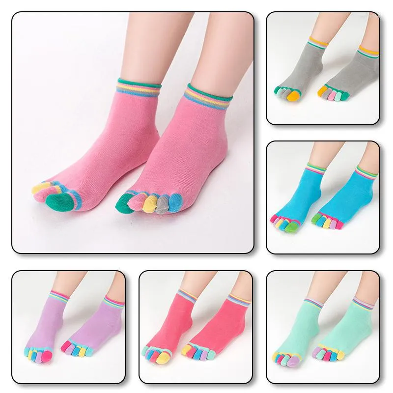 Chaussettes japonaises en coton pour femmes, orteils d'automne, cheville haute, Patchwork drôle pour dames, chaussettes colorées avec cinq séparés