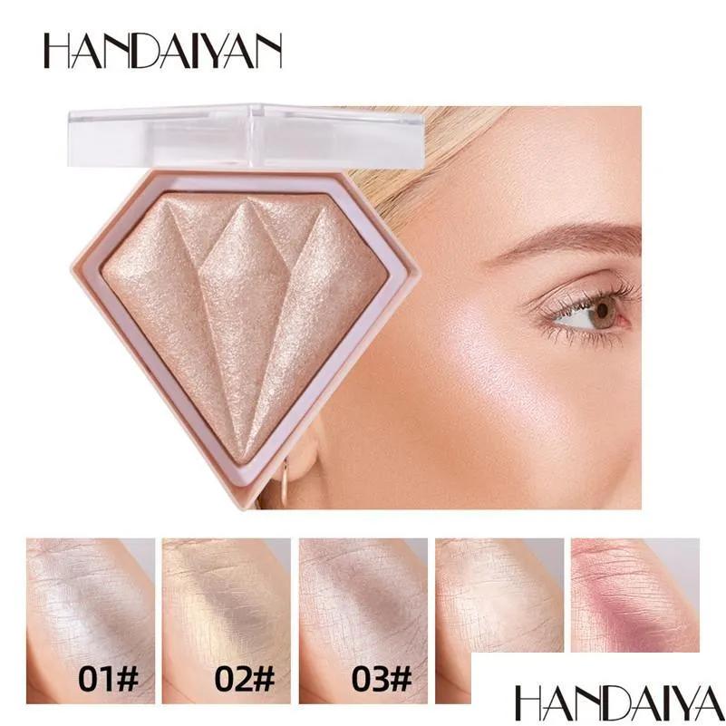 Face Powder Dhs Handaiyan Diamond Crystal Highlighting Pressed Compact Brightening Shimmer Complexion Bronzers Highlighters 5 Drop D Dhwhf
