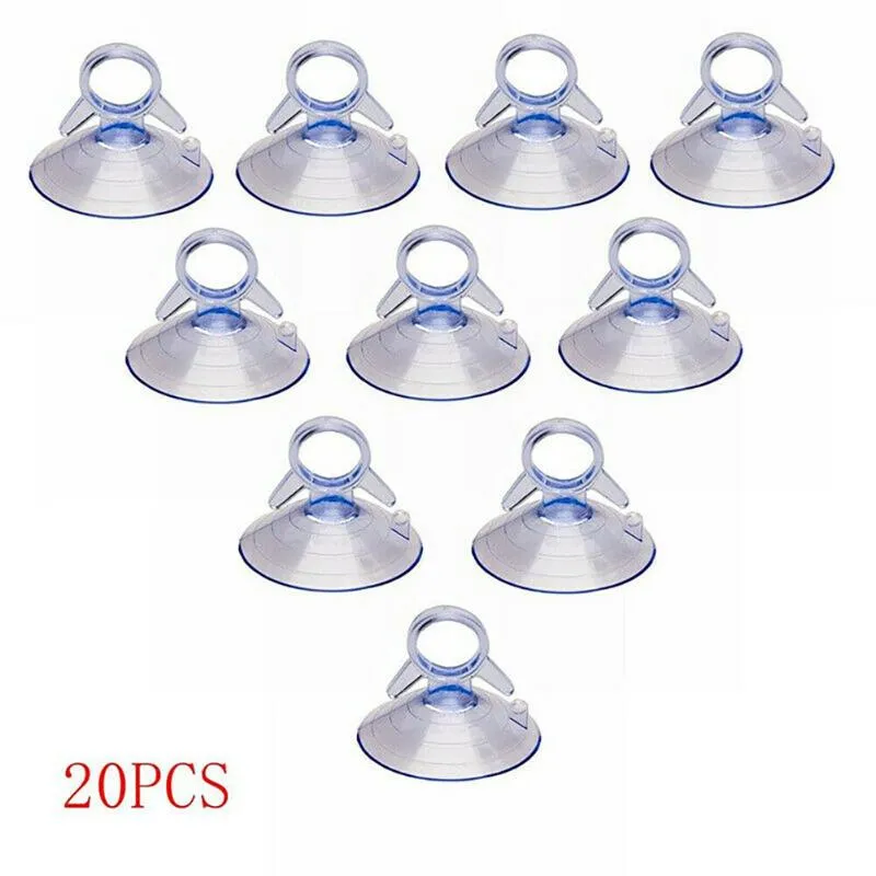 Car Sunshade Window Hooks 20pcs Suction Cup 45mm Accessories Clear PVC Pads Sturdy Suckers