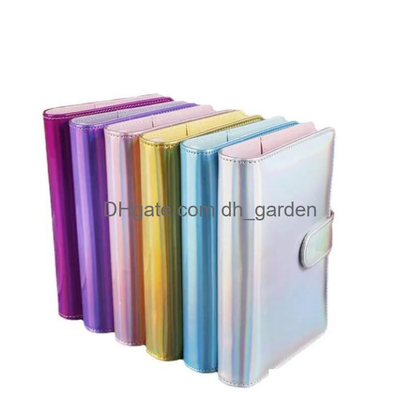 Notepads A6 FILD CUTE LASER Notebook Filed Pu Leather Leafad Notepad Er Travel Journal Binder ers Office Sch Dhgarden DHR2L