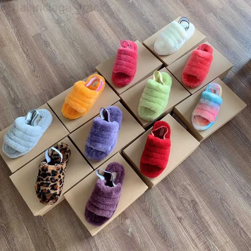 Gökkuşağı Gradient Avustralya Avustralya Evet Slipper Sahte Kürklü Kürklü Slaytlar Sandal Kadın Erkek Tasarımcı Sherpa Ayakkabı Kürklü Kabart