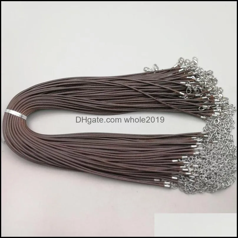 Cord Wire Wholesale Fashion 2Mm Wax Leather Necklace 45Cm Deep Coffee Lobster Clasp Rope Chain Jewelry Accessories 100Pcs/Lot Drop Dh4Av