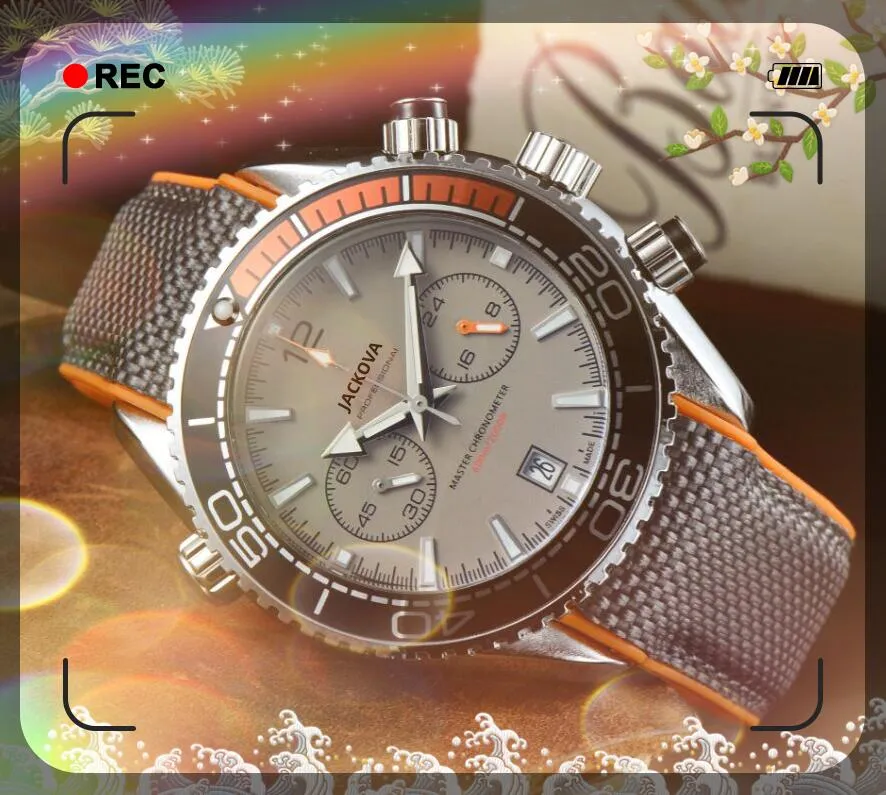 رجال الشهير الشهير الكامل الوظيفي wristwatch 43 مم حركة الكوارتز الذكور الوقت ساعة ساعة النايلون النسيج الفرقة الظلام ميزة wristwatch orologio di lusso هدايا