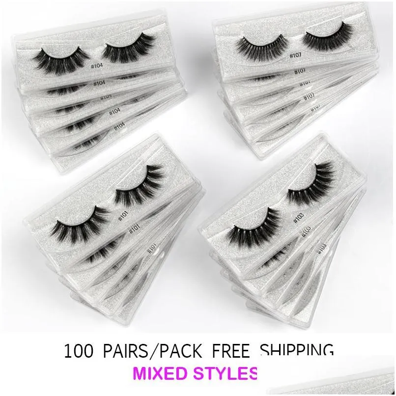 False Eyelashes Wholesale 20/30/50/100 Pairs 3D Mink Lashes Natural Hand Made Drop Delivery Health Beauty Makeup Eyes Dh4Rm