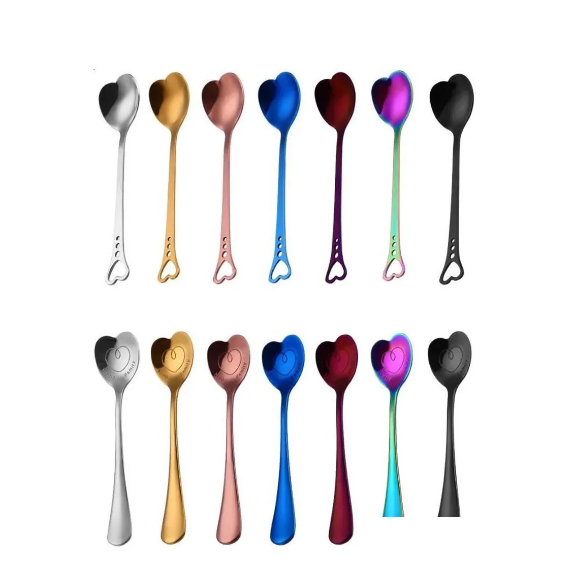 Spoons Colorf Ice Cream Spoon Love Heart Shaped Coffee Tea Stir For Party Wedding Supplies Kitchen Accessories Drop Delivery Home Ga Dh7Wo