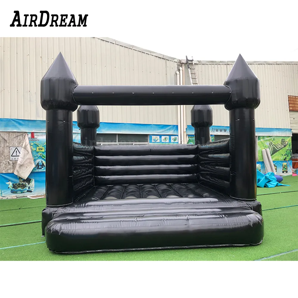 Commercial Use Wedding Castle black Bounce House Inflatable Bounce House Prefabricated House For Ceremony Party Celebration With Blower For Kids Adults
