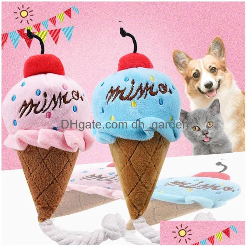 Jouets pour chiens à mâcher animaux dessin animé en peluche grinçant jouet pour animaux de compagnie mignon puzzle en peluche pour chiens chat à mâcher couineur crème glacée grinçante Dr Dhgarden Dhgft